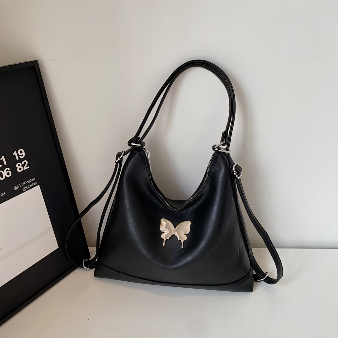 Monarch Butterfly Accent Hobo Bag