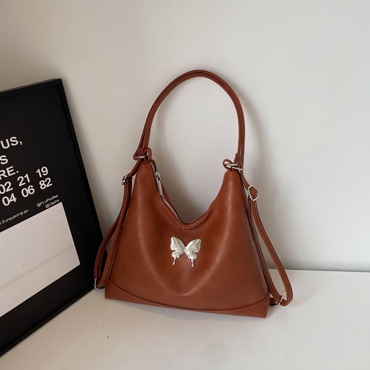 Monarch Butterfly Accent Hobo Bag