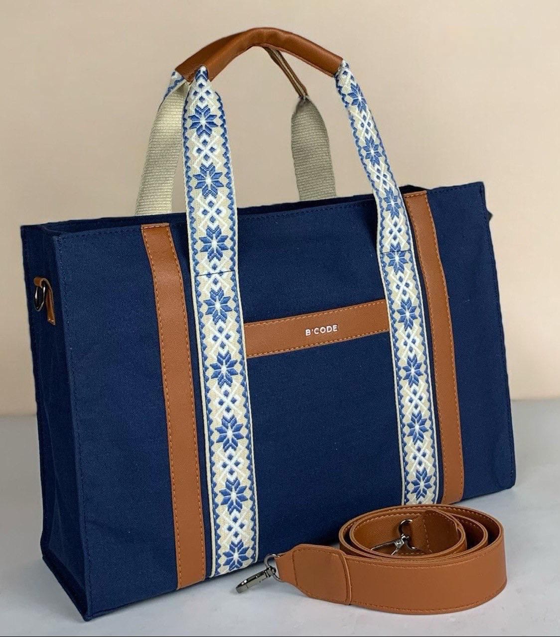 B’Code Multipurpose Handbag with Laptop Compartment – Boho Strap Design