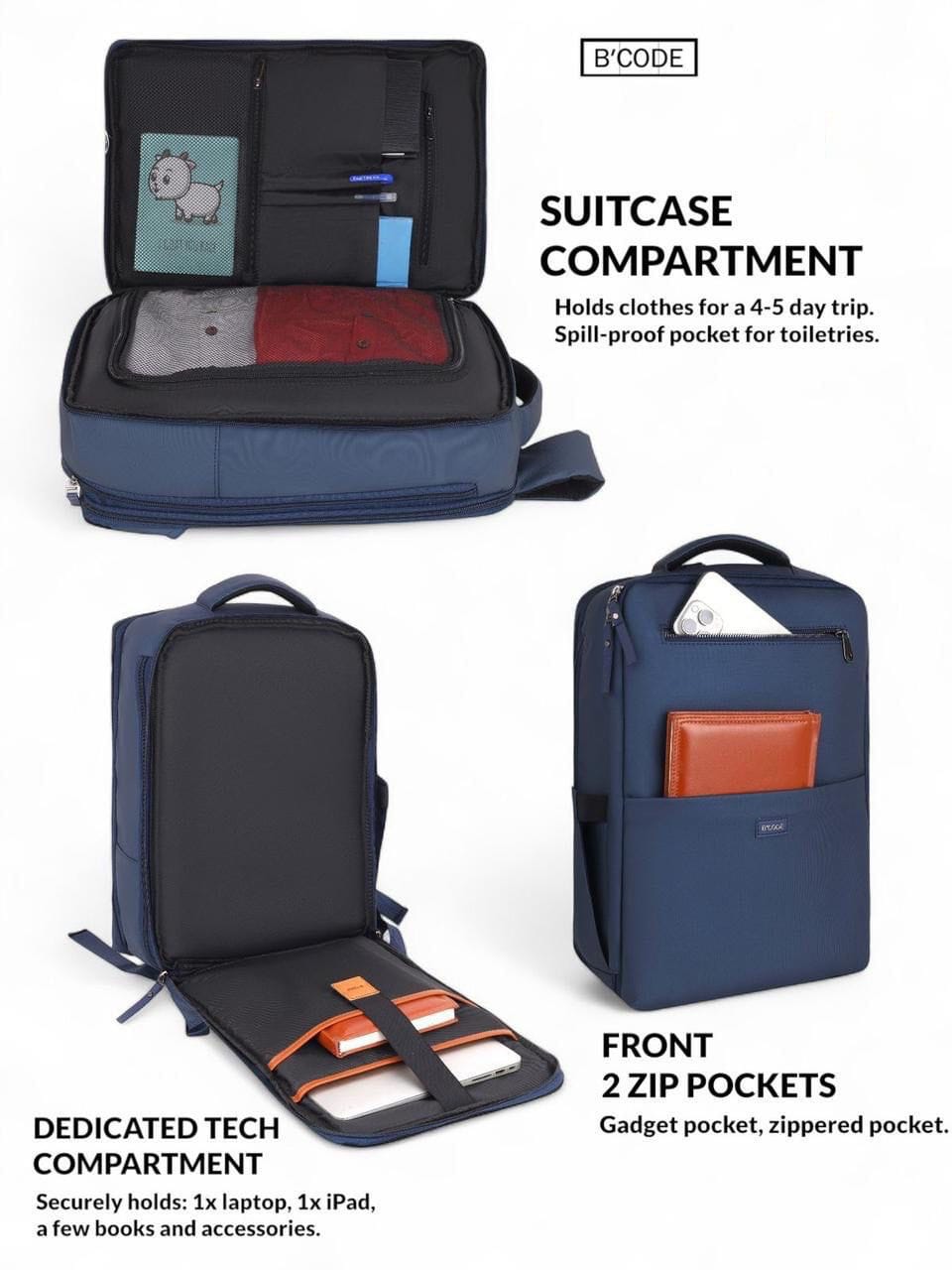 B’CODE™️ ELITE Overnighter Laptop Backpack