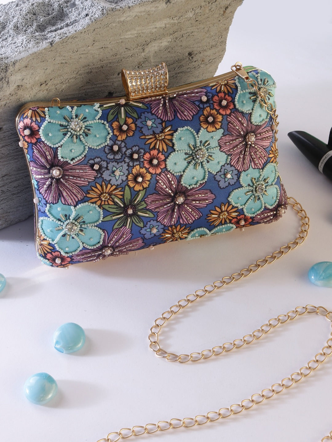 Teal & Lilac Garden Clutch