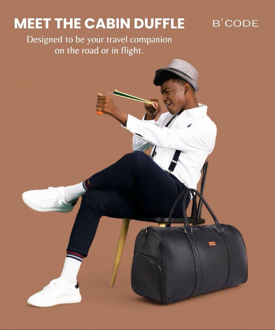 B’CODE ®️The Cabin Duffel Bag with Shoes Brass Chain Pocket