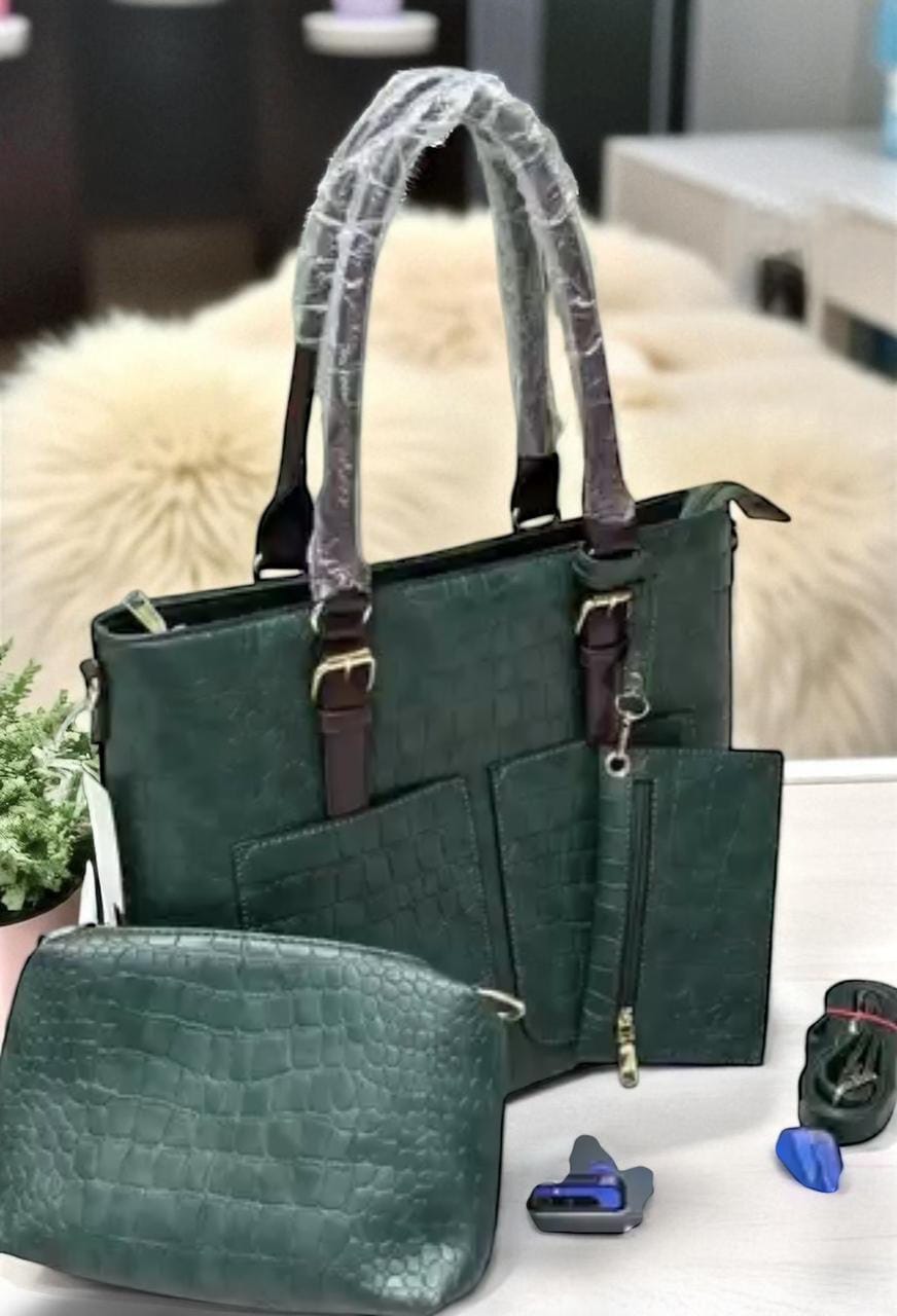 Versatile Embossed 3 Piece Combo Tote Bag Set