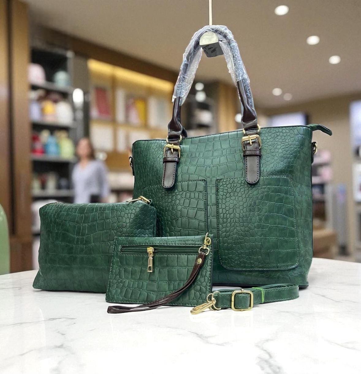 Versatile Embossed 3 Piece Combo Tote Bag Set