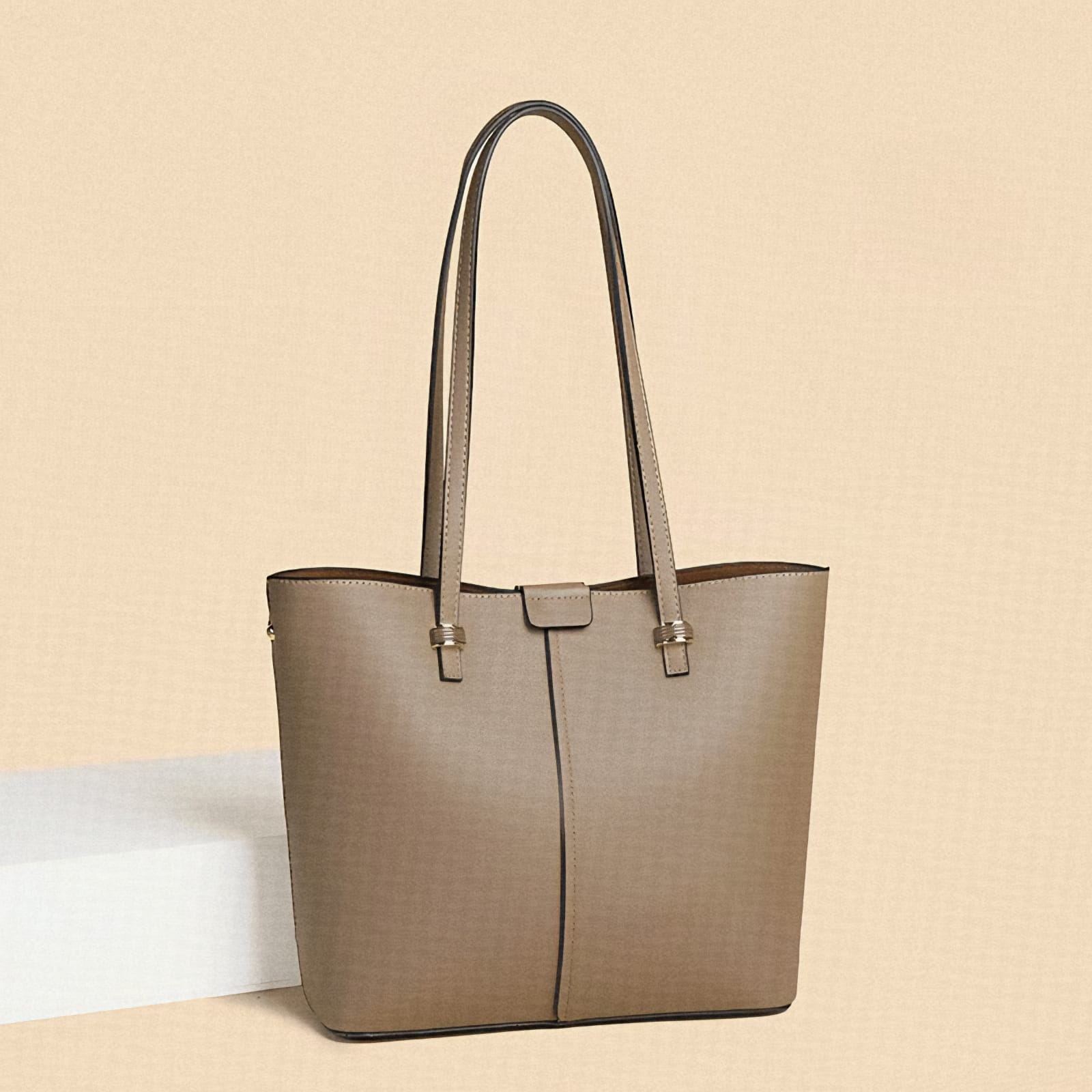 Classic Faux Leather Tote Bag with Dual Shoulder Straps