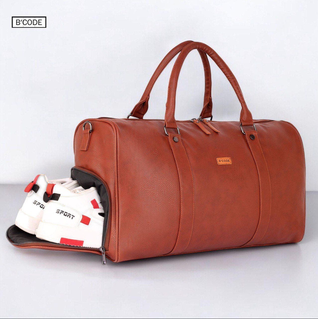 B’CODE ®️The Cabin Duffel Bag with Shoes Brass Chain Pocket