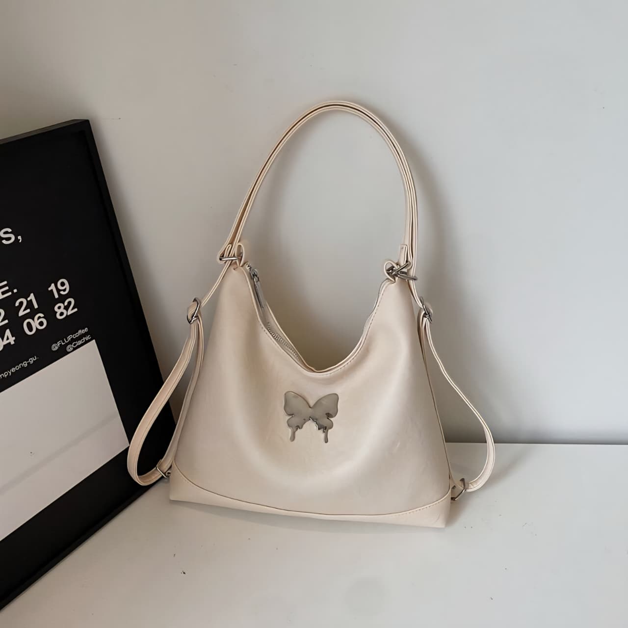 Monarch Butterfly Accent Hobo Bag