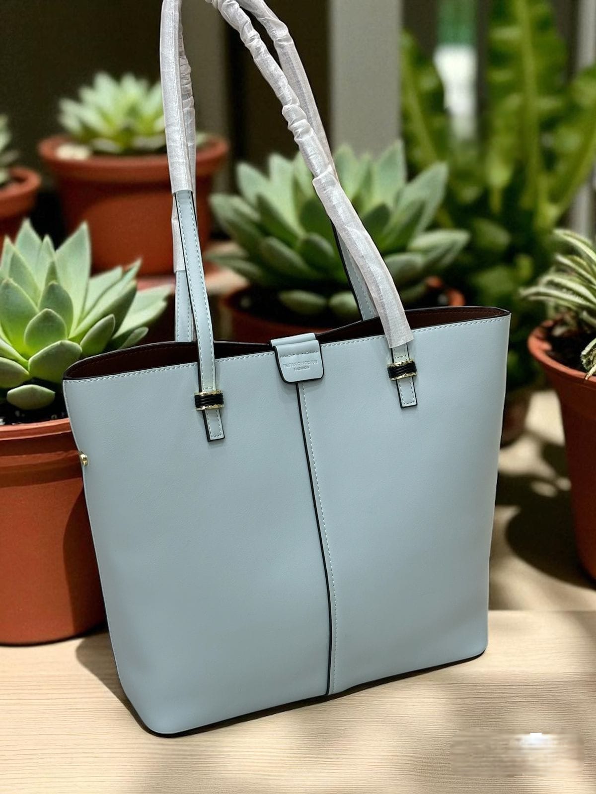 Classic Faux Leather Tote Bag with Dual Shoulder Straps