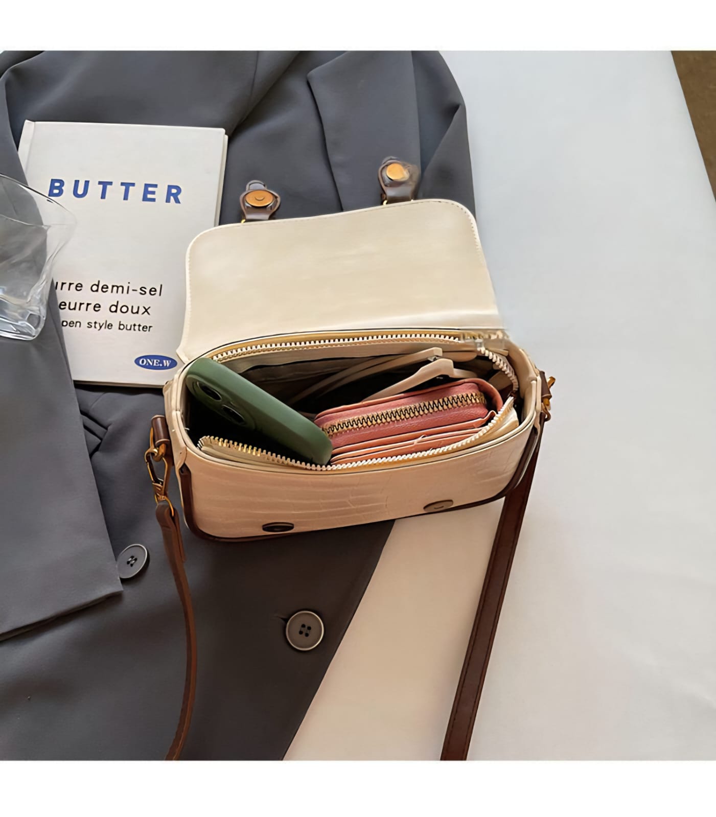 The Heritage Buckle Croc-Embossed Satchel