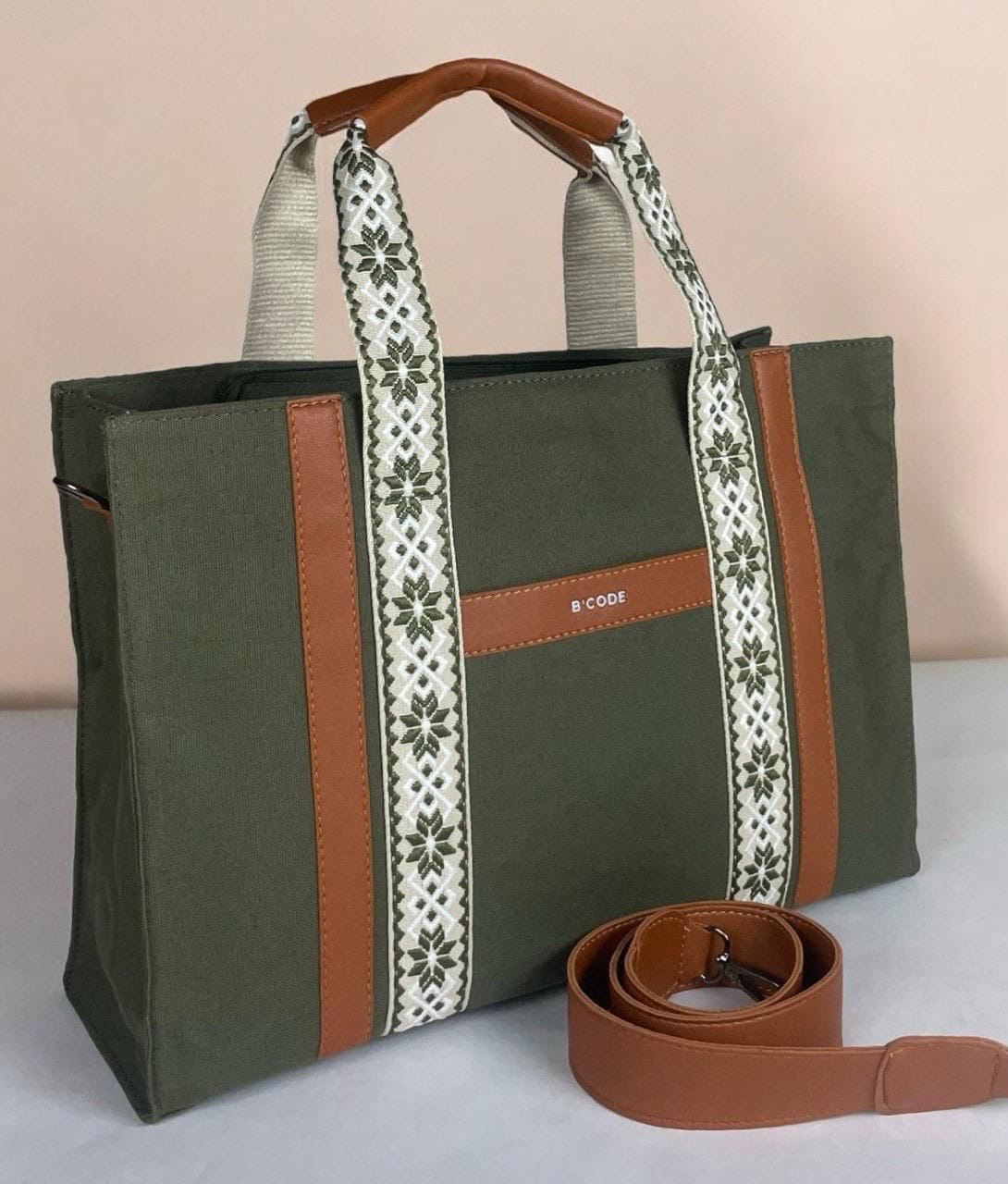 B’Code Multipurpose Handbag with Laptop Compartment – Boho Strap Design