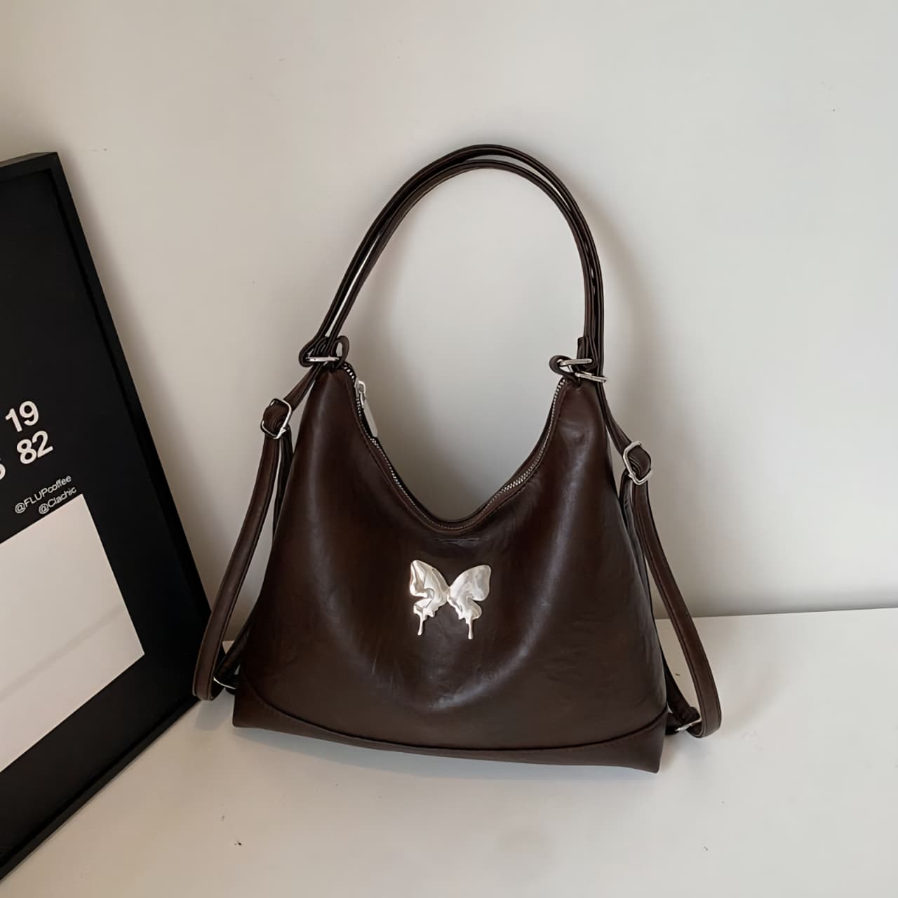 Monarch Butterfly Accent Hobo Bag