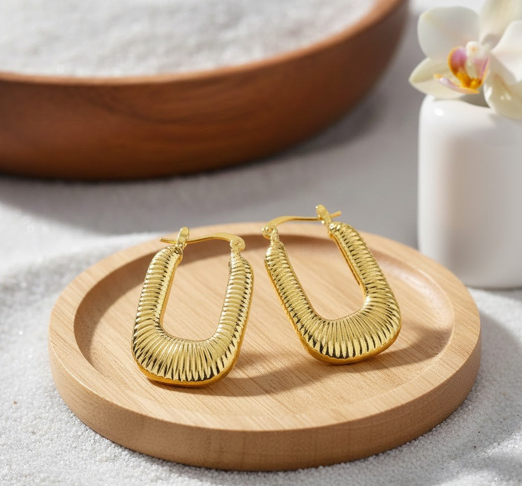 Art Deco Ribbed Earrings