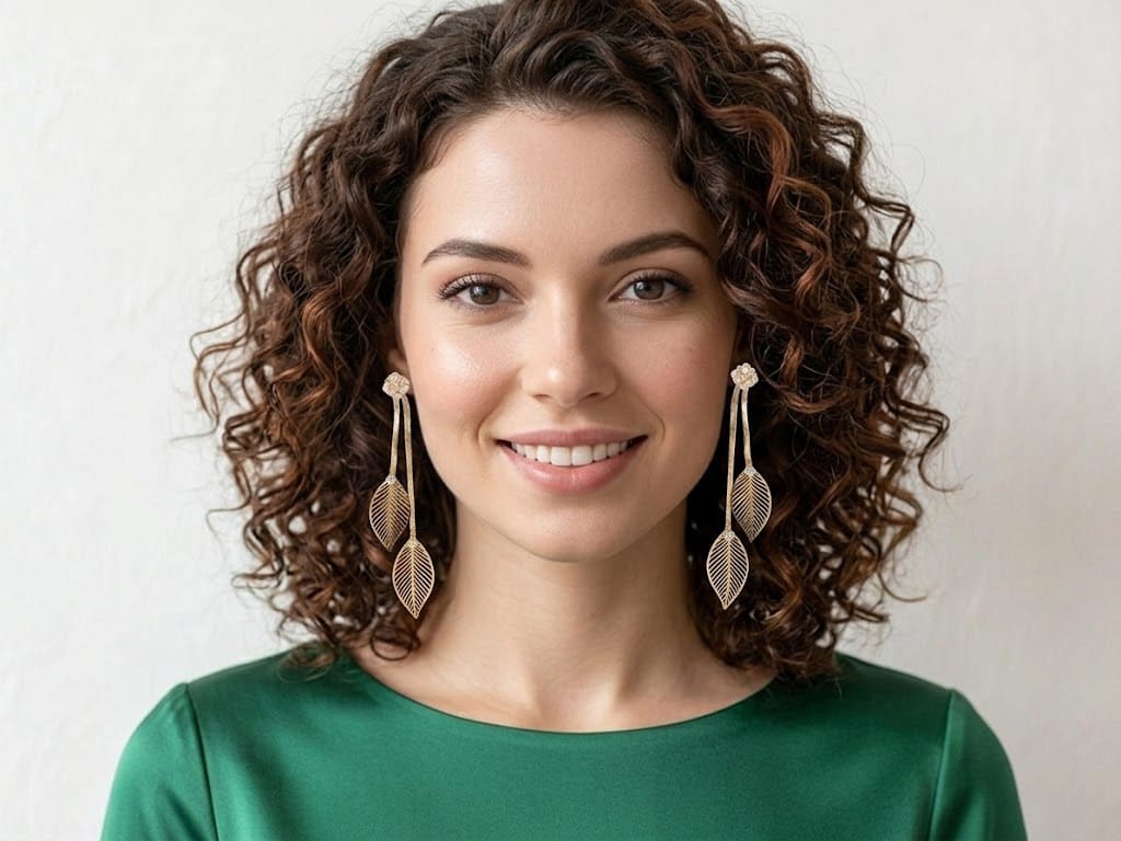 Golden Aura Leaf Cascade Earrings