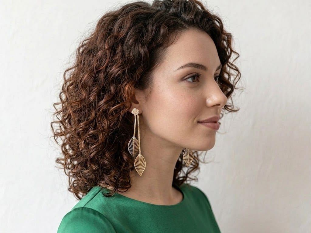 Golden Aura Leaf Cascade Earrings