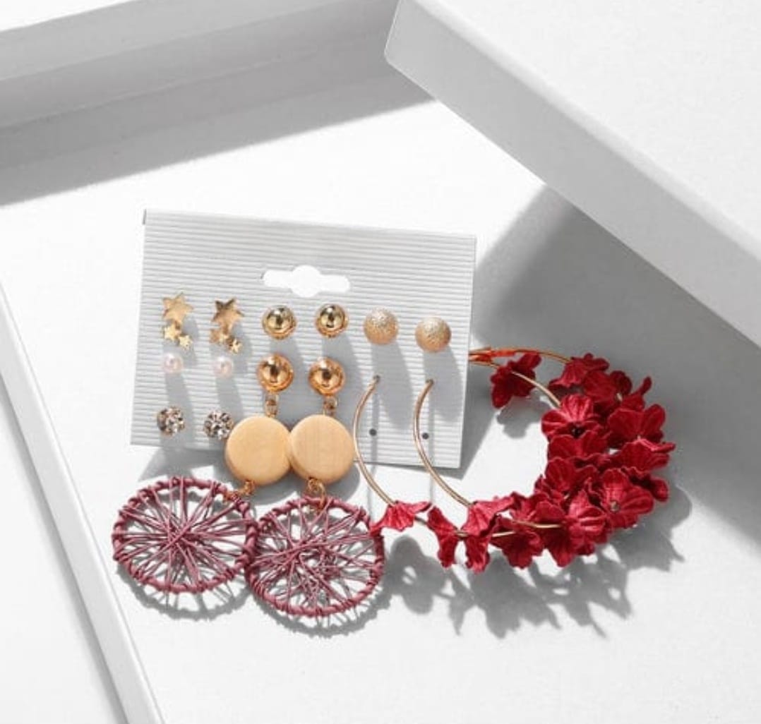 Crimson 7-Pair Earring Set