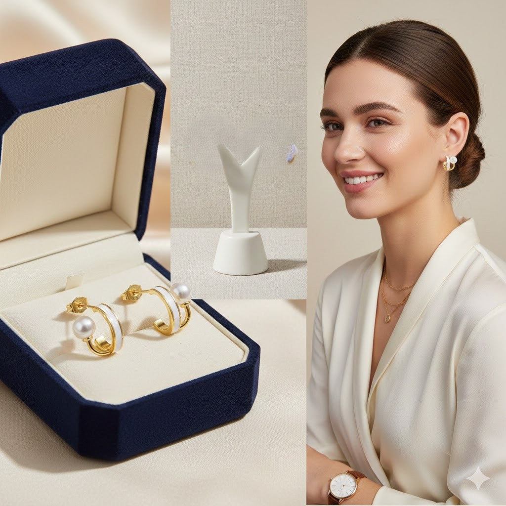 The Enamel Pearl-Hoop Earrings