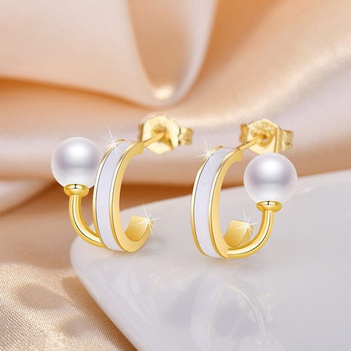 The Enamel Pearl-Hoop Earrings