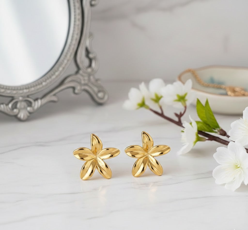 Golden Plumeria Earrings