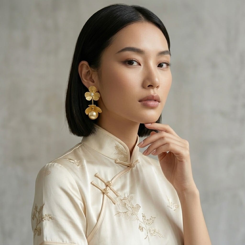 The Golden Clover & Pearl Drop Earrings