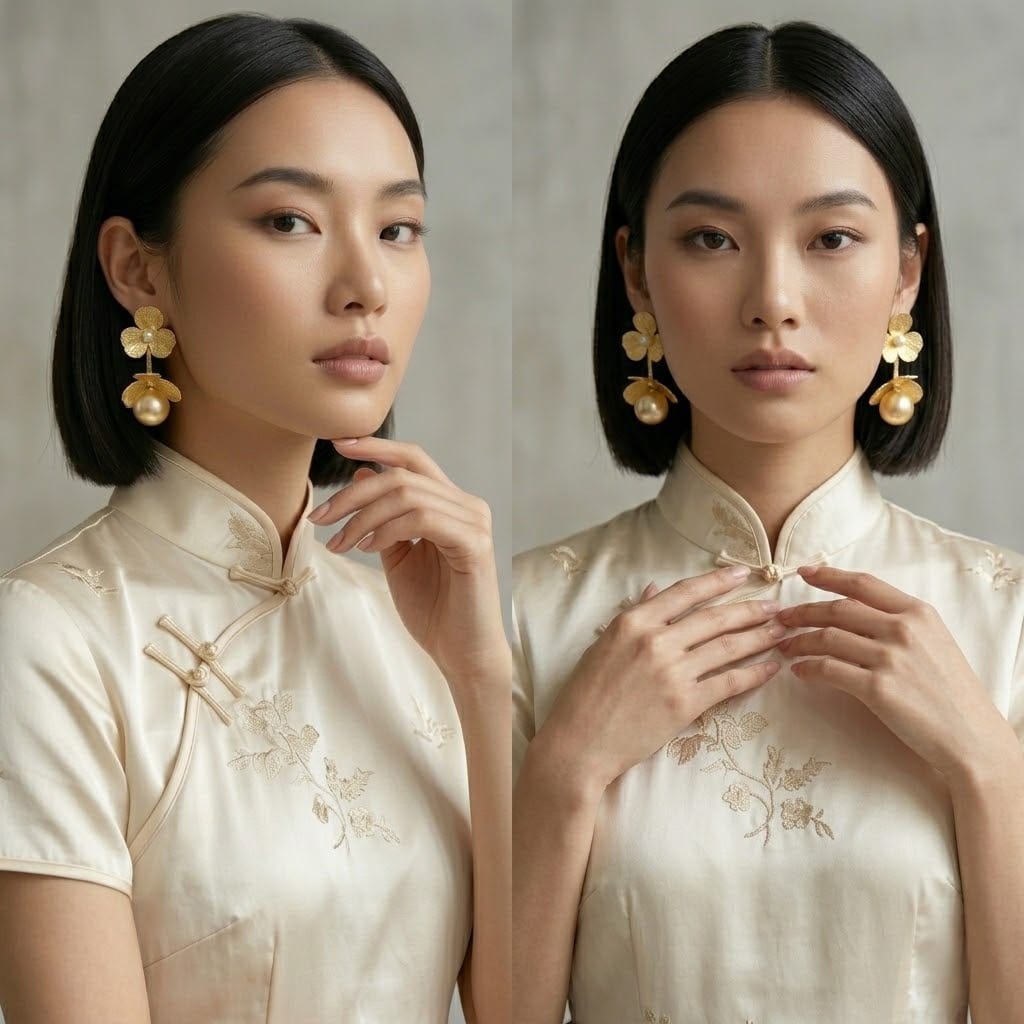 The Golden Clover & Pearl Drop Earrings