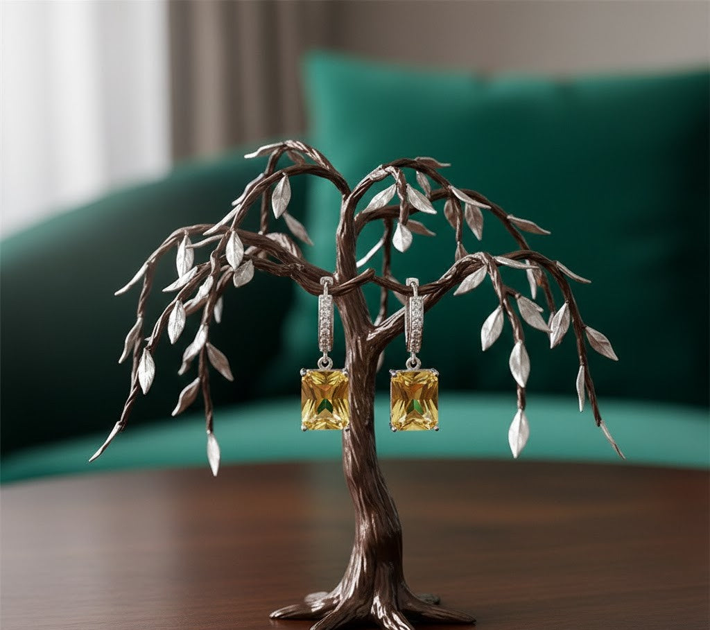 Citrine Solitaire Drop Earrings