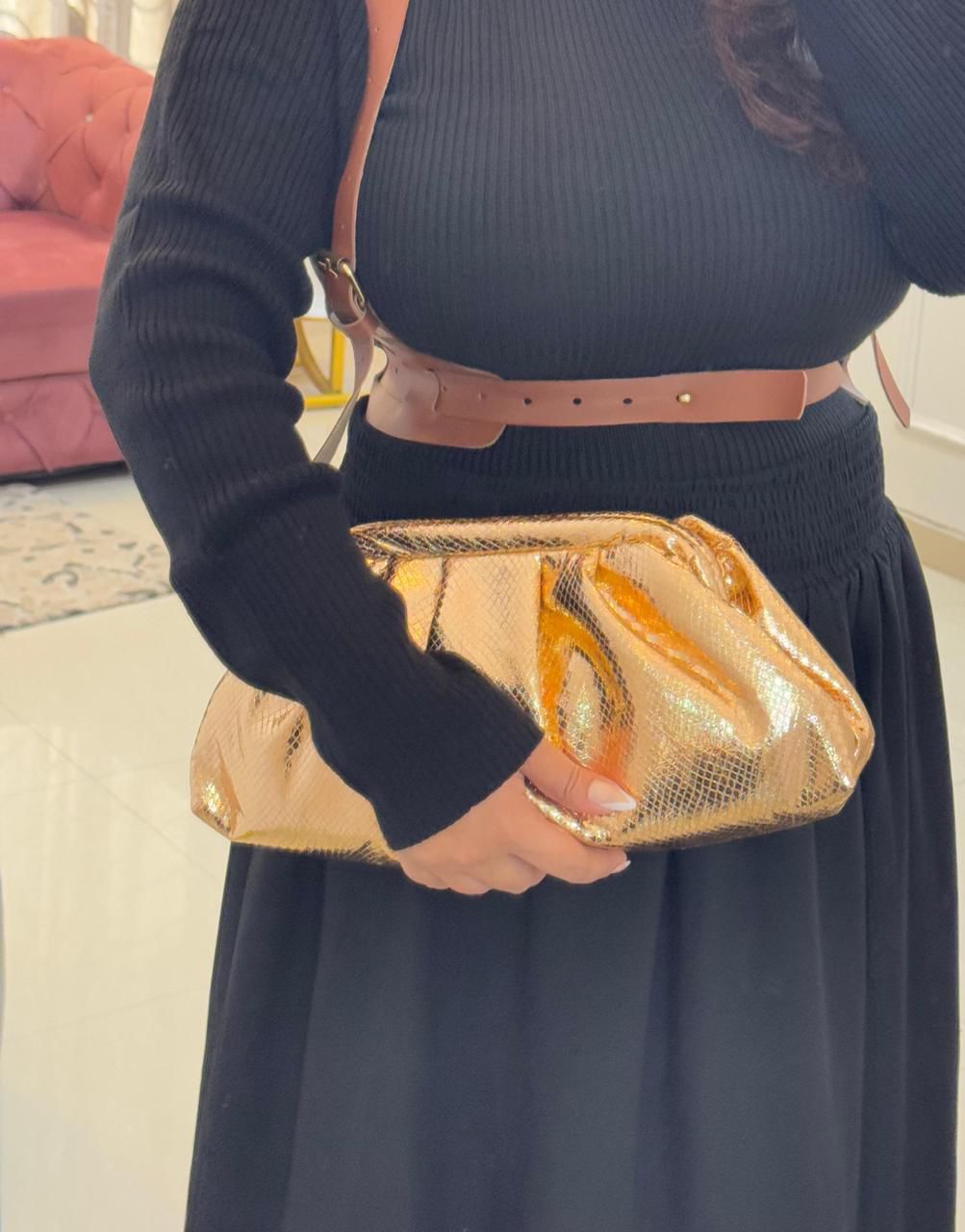 Metallic Sling Cloud Bag