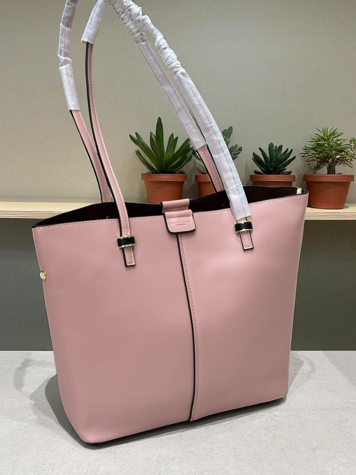 Classic Faux Leather Tote Bag with Dual Shoulder Straps