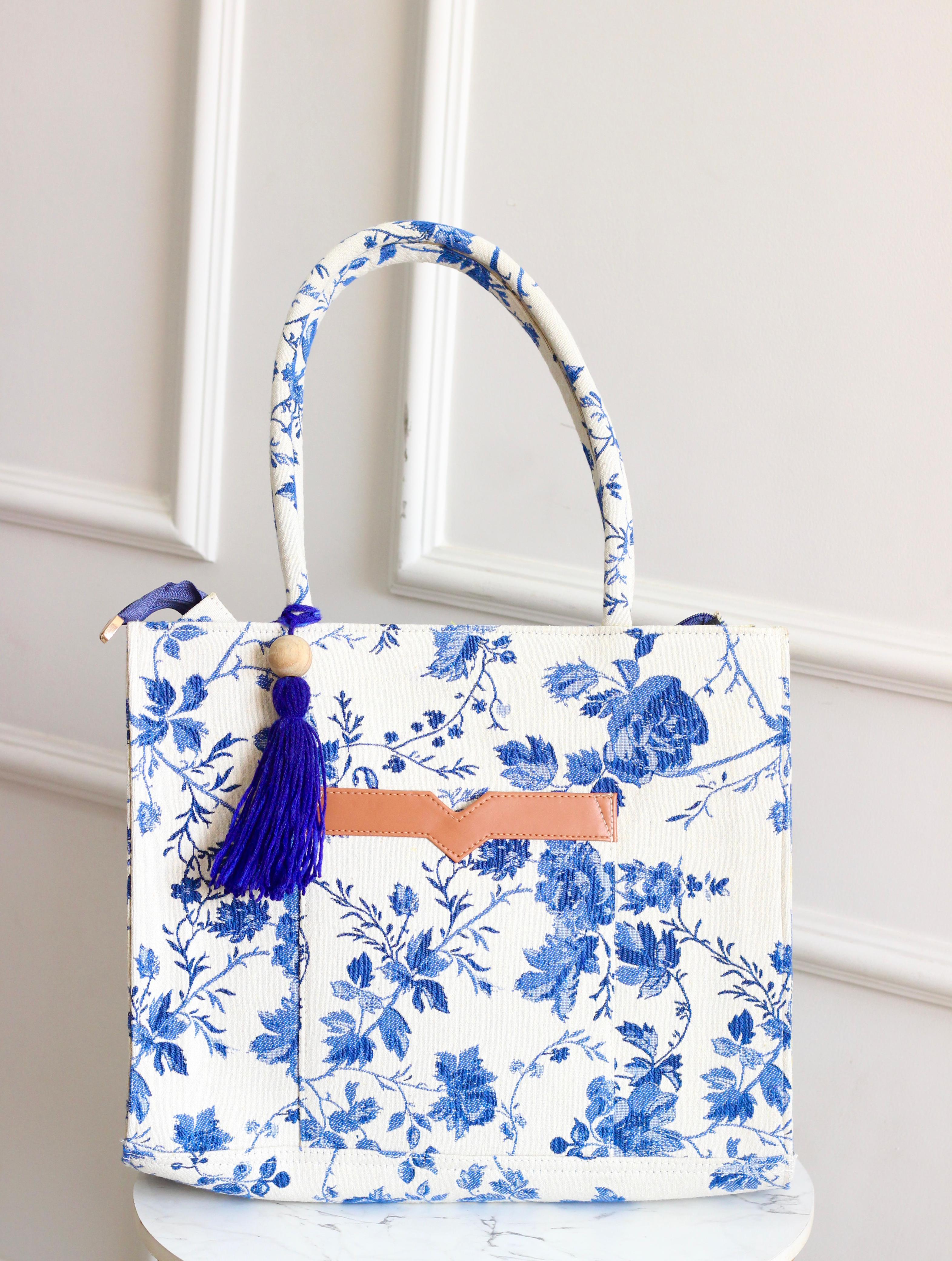 Royal Blue Floral Tote