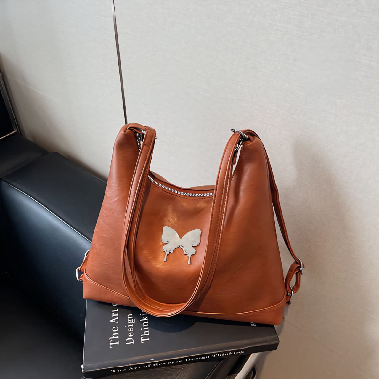 Monarch Butterfly Accent Hobo Bag