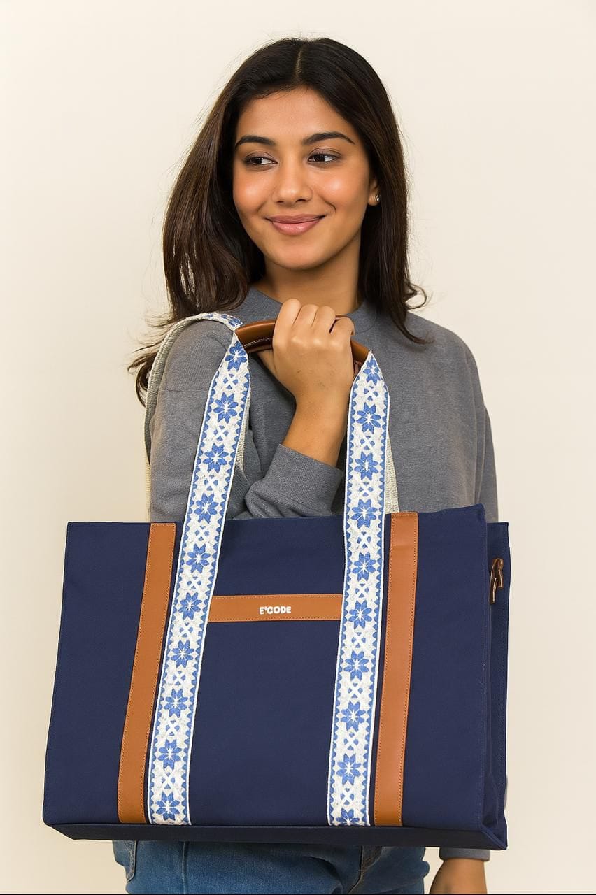 B’Code Multipurpose Handbag with Laptop Compartment – Boho Strap Design