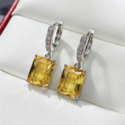 Citrine Solitaire Drop Earrings