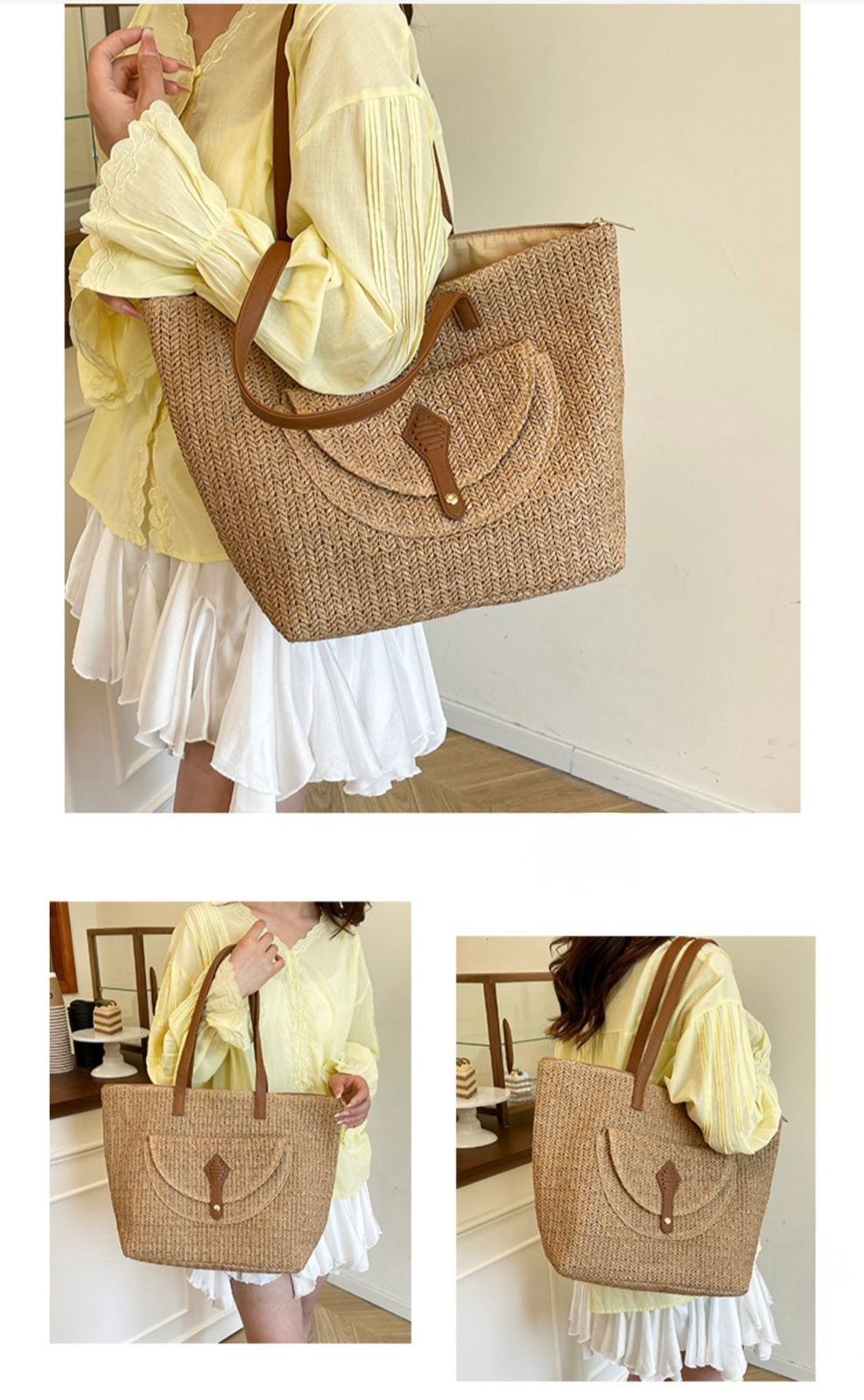 Straw Tote Handbag