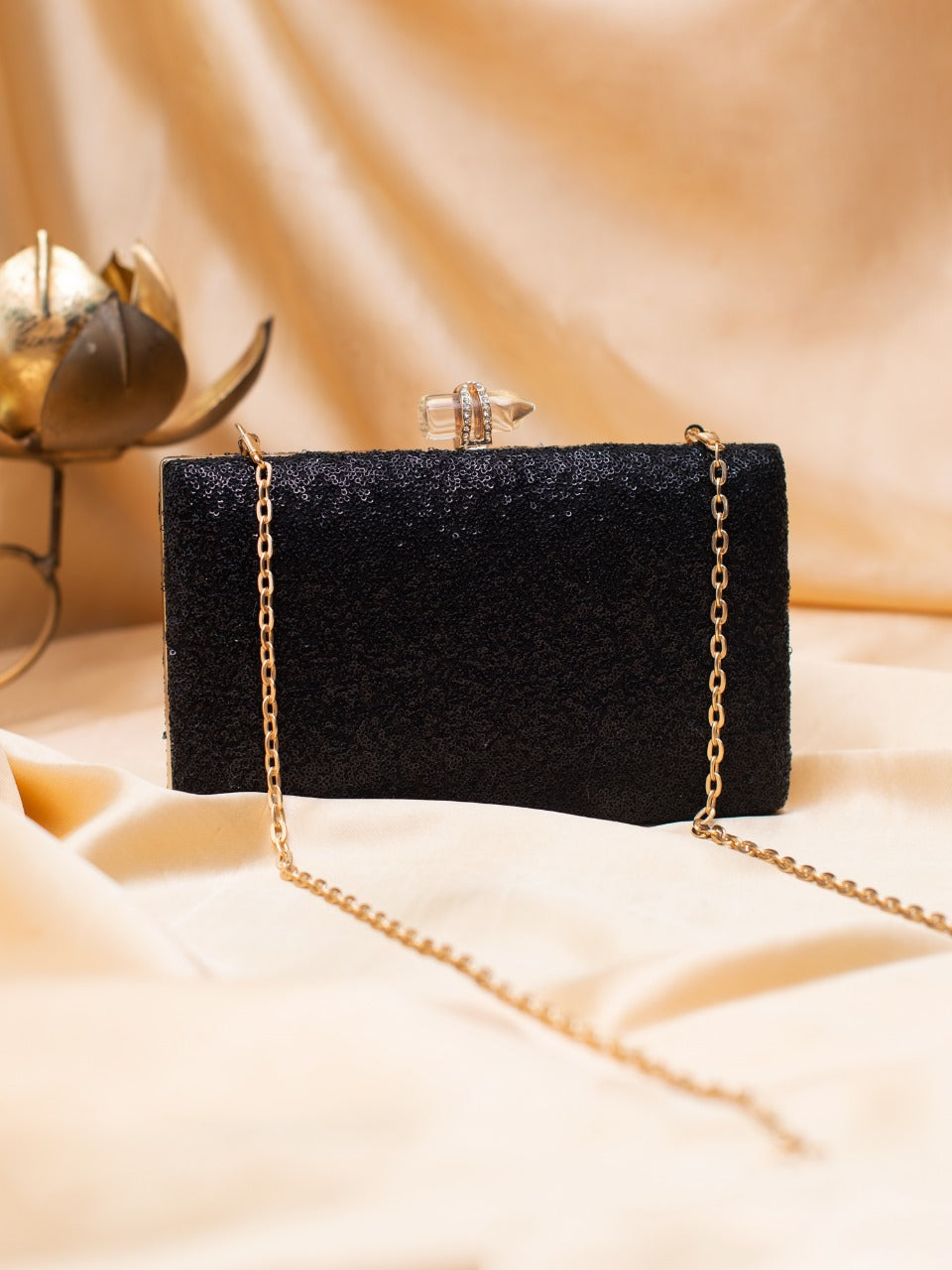 Black Sequin Evening Clutch