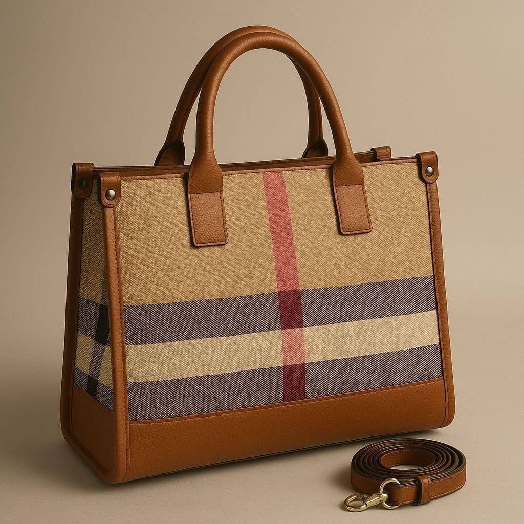 The Signature Plaid Structured Tote Handbag