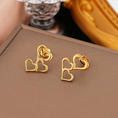 Forever Linked Triple Heart Stud Earrings