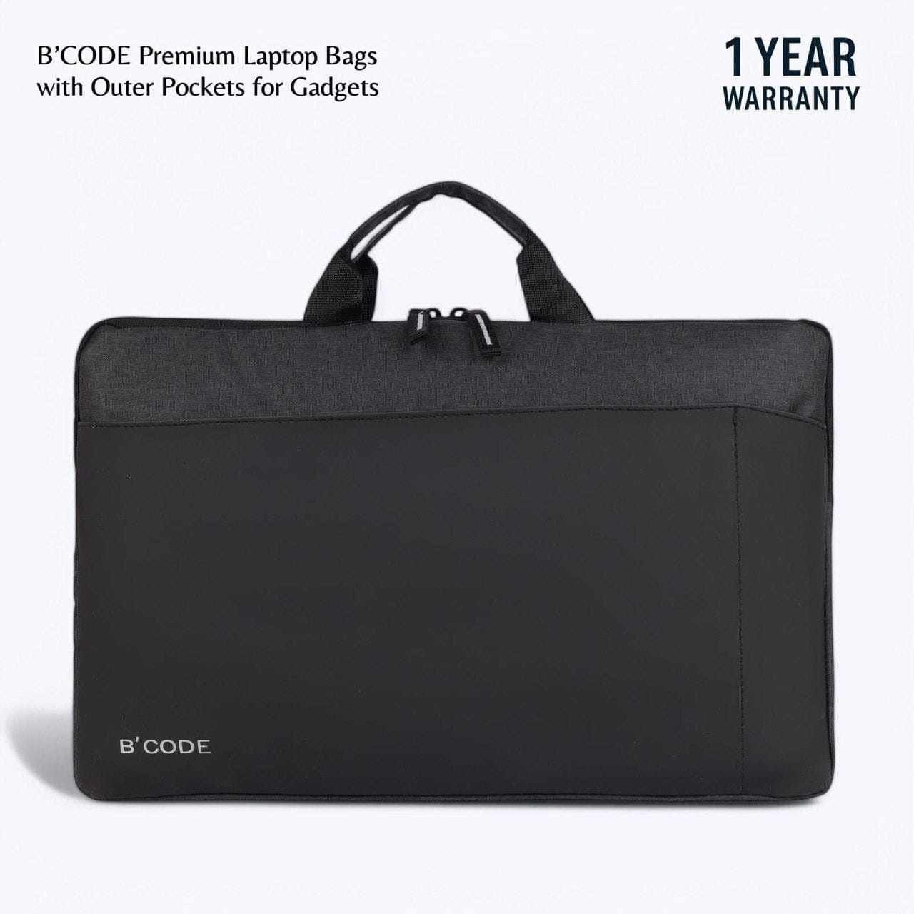B’CODE®️ Exclusive Laptop Bag with Outer Gadget Pockets for Charger/Mobile/Notes/Ipad/Pen