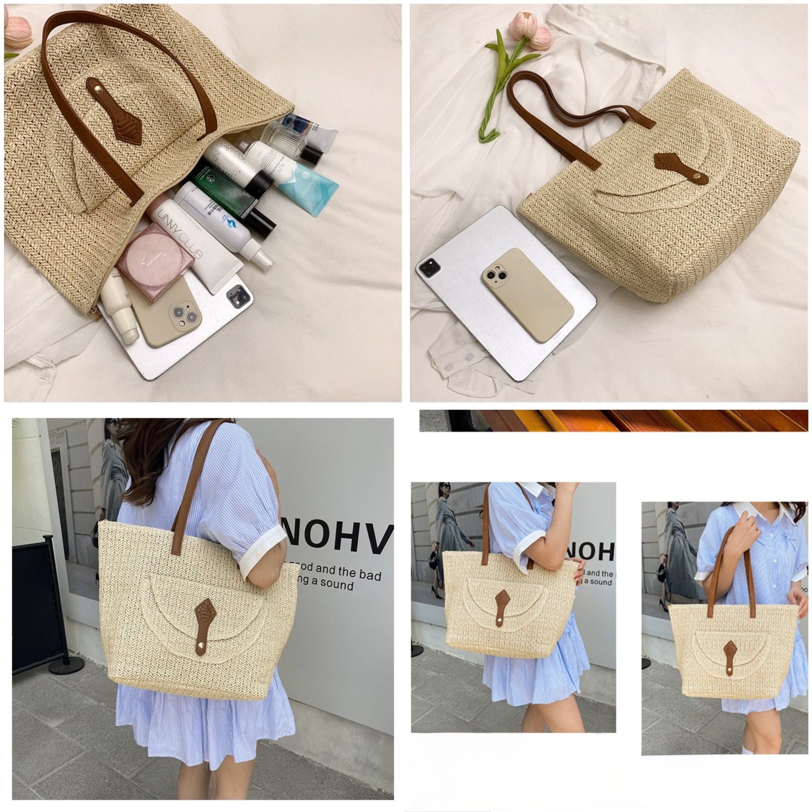 Straw Tote Handbag