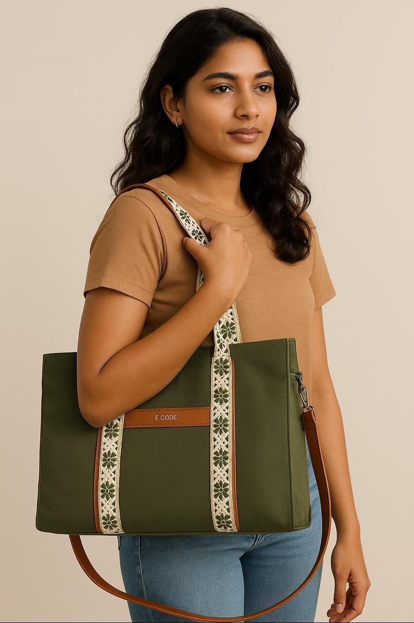 B’Code Multipurpose Handbag with Laptop Compartment – Boho Strap Design
