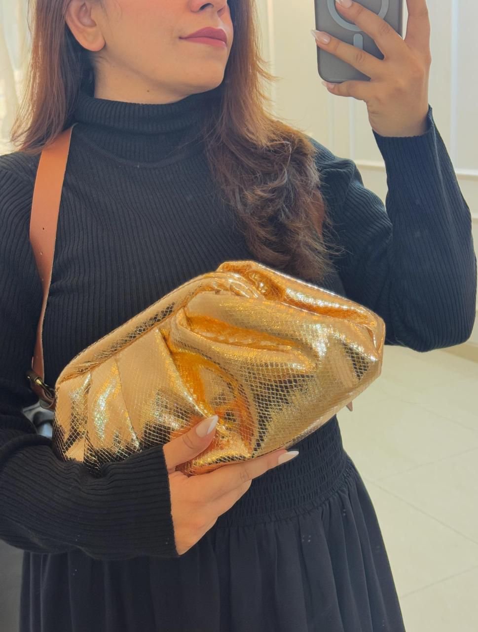 Metallic Sling Cloud Bag