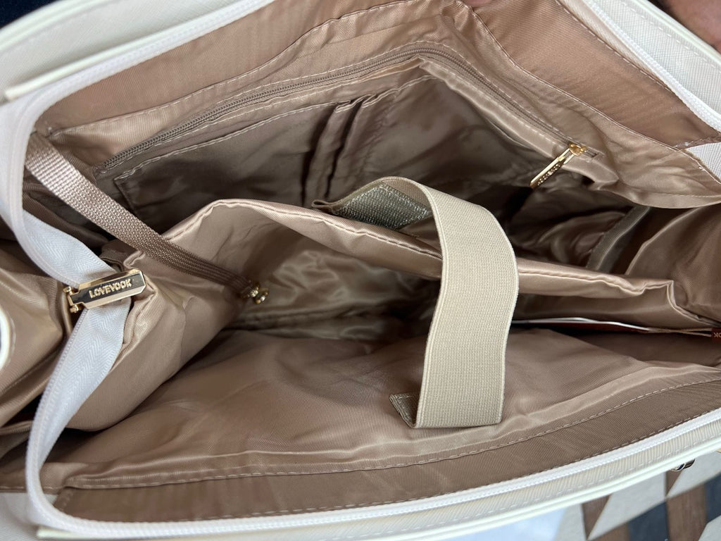 The Cream Commuter Tote Set with Adjustable Shoulder Strap