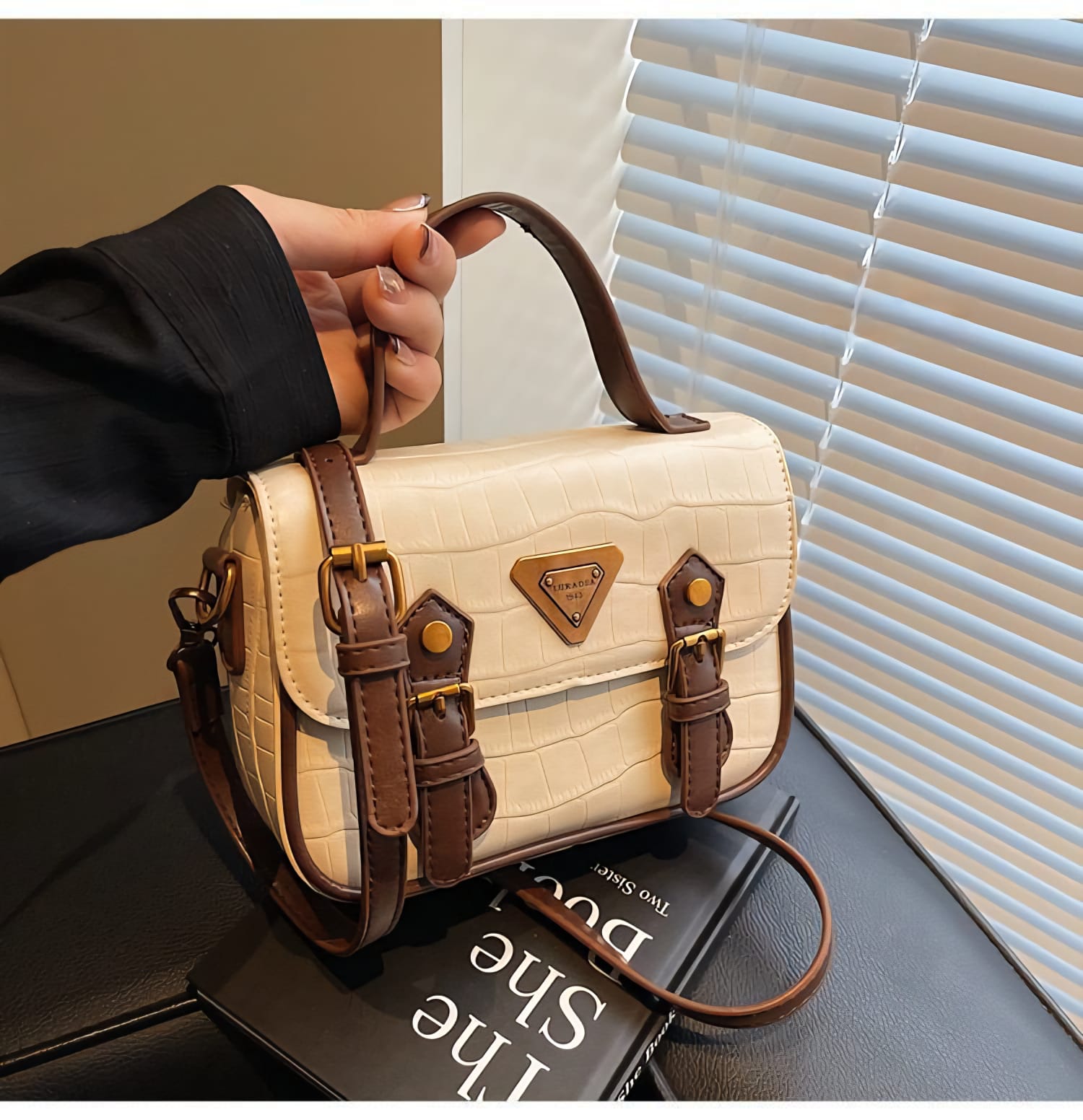 The Heritage Buckle Croc-Embossed Satchel