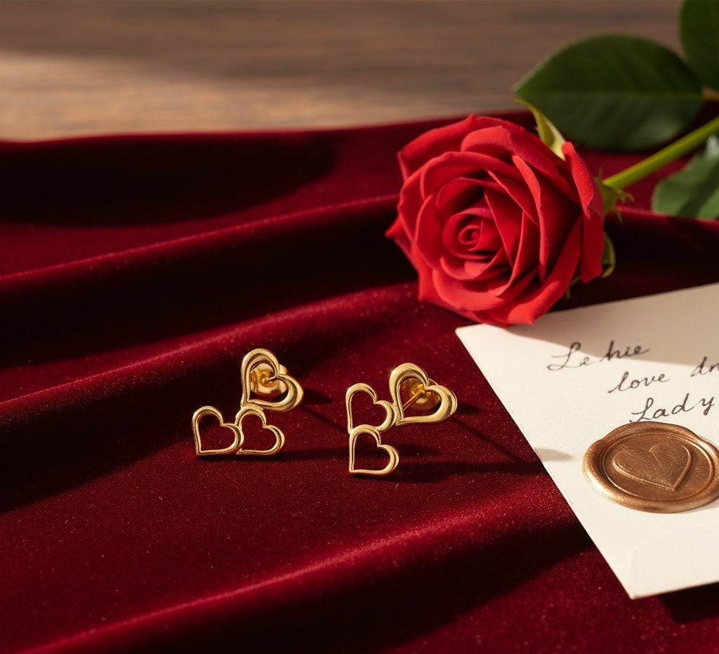 Forever Linked Triple Heart Stud Earrings