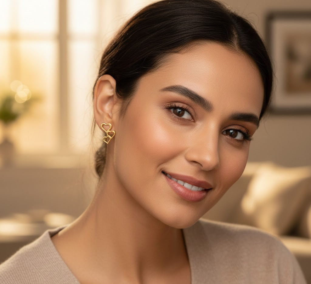 Forever Linked Triple Heart Stud Earrings