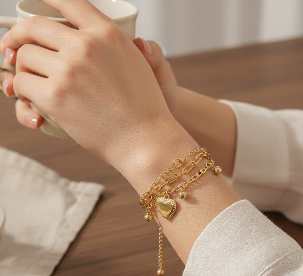 Golden Heart Duet Bracelet