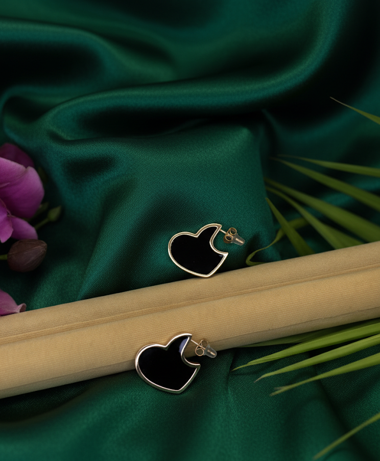 Raven Heart Drop Earrings